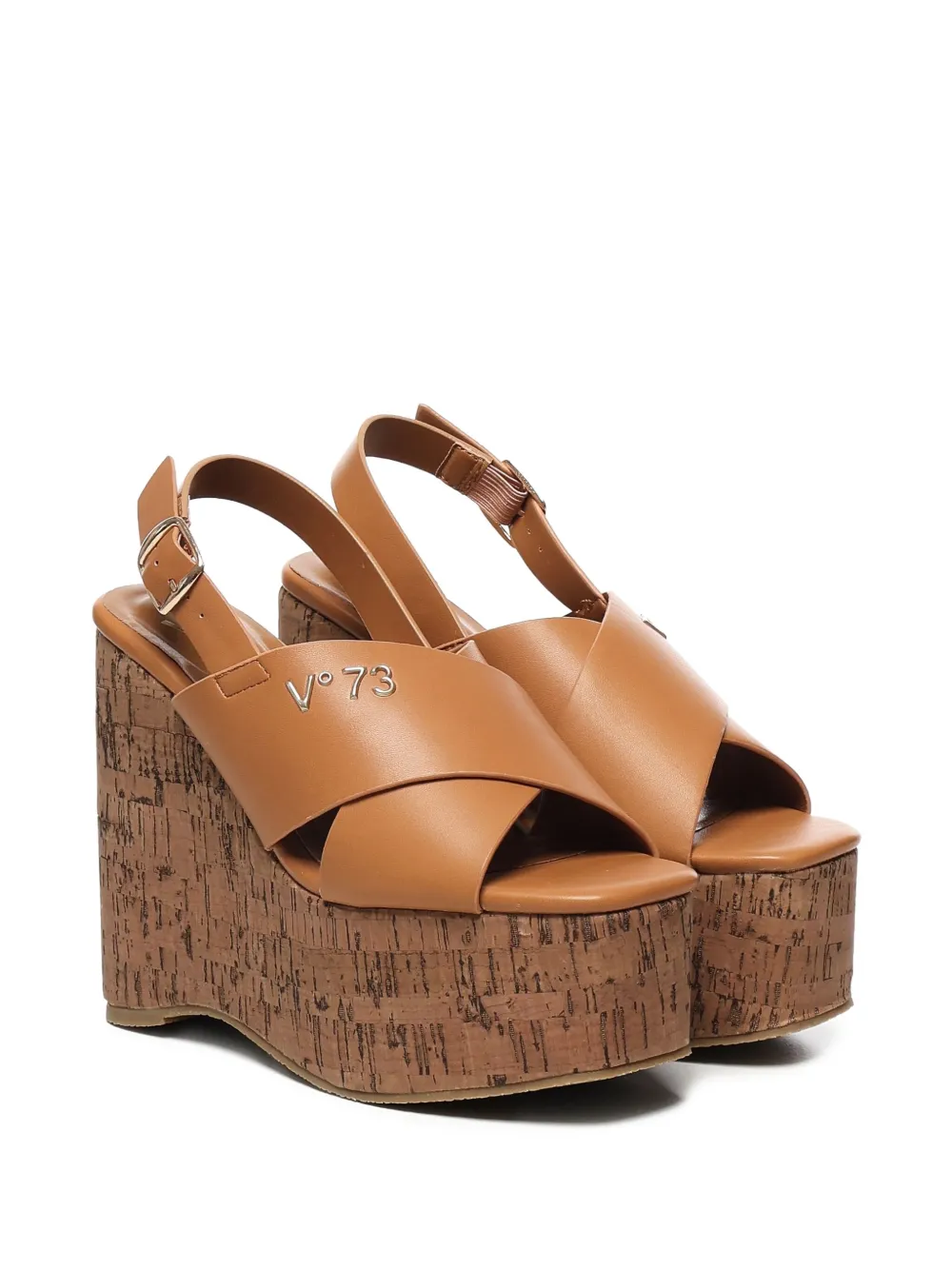 V°73 crossover wedge sandals Brown