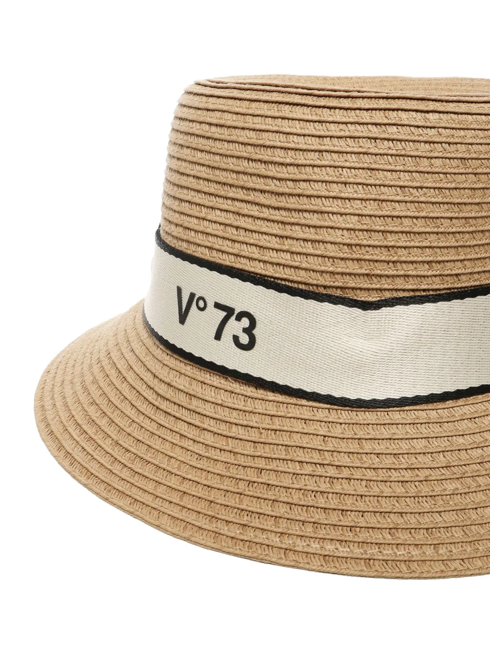 V73 Ribbon-trimmed Straw Hat In Neutral