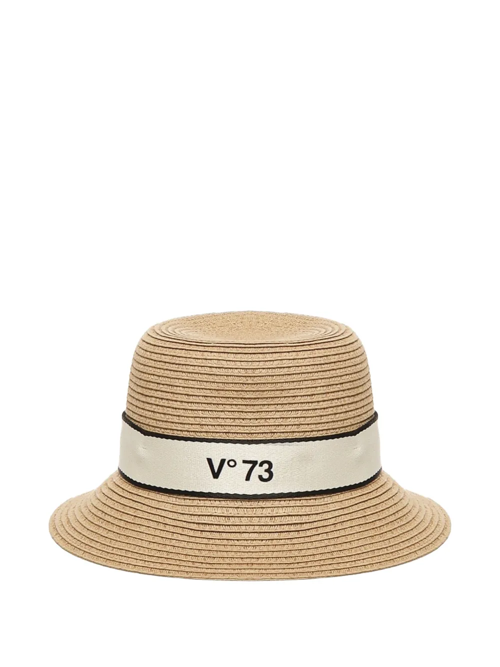 V73 Ribbon-trimmed Straw Hat In Neutral