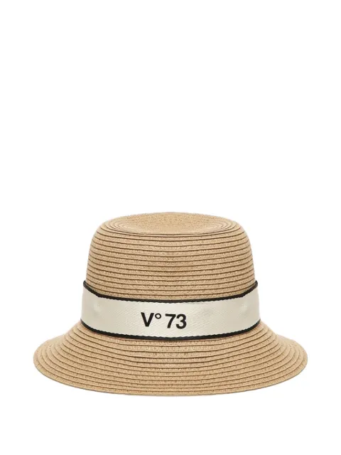 V°73 ribbon-trimmed straw hat