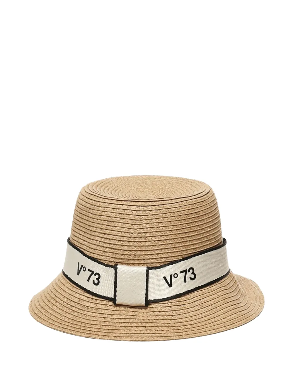 V73 Ribbon-trimmed Straw Hat In Neutral