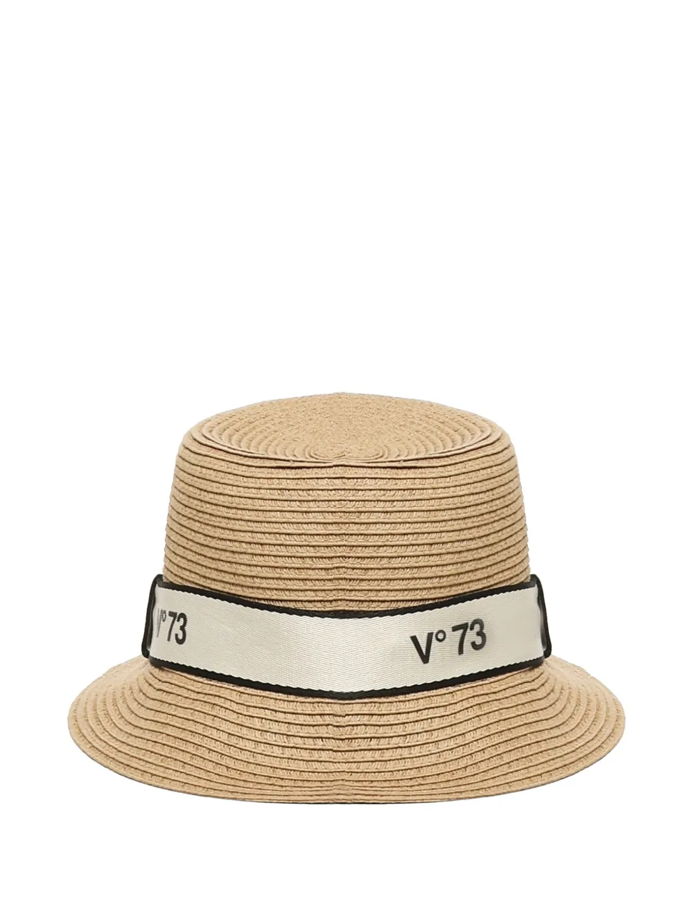 V73 Ribbon-trimmed Straw Hat In Neutral
