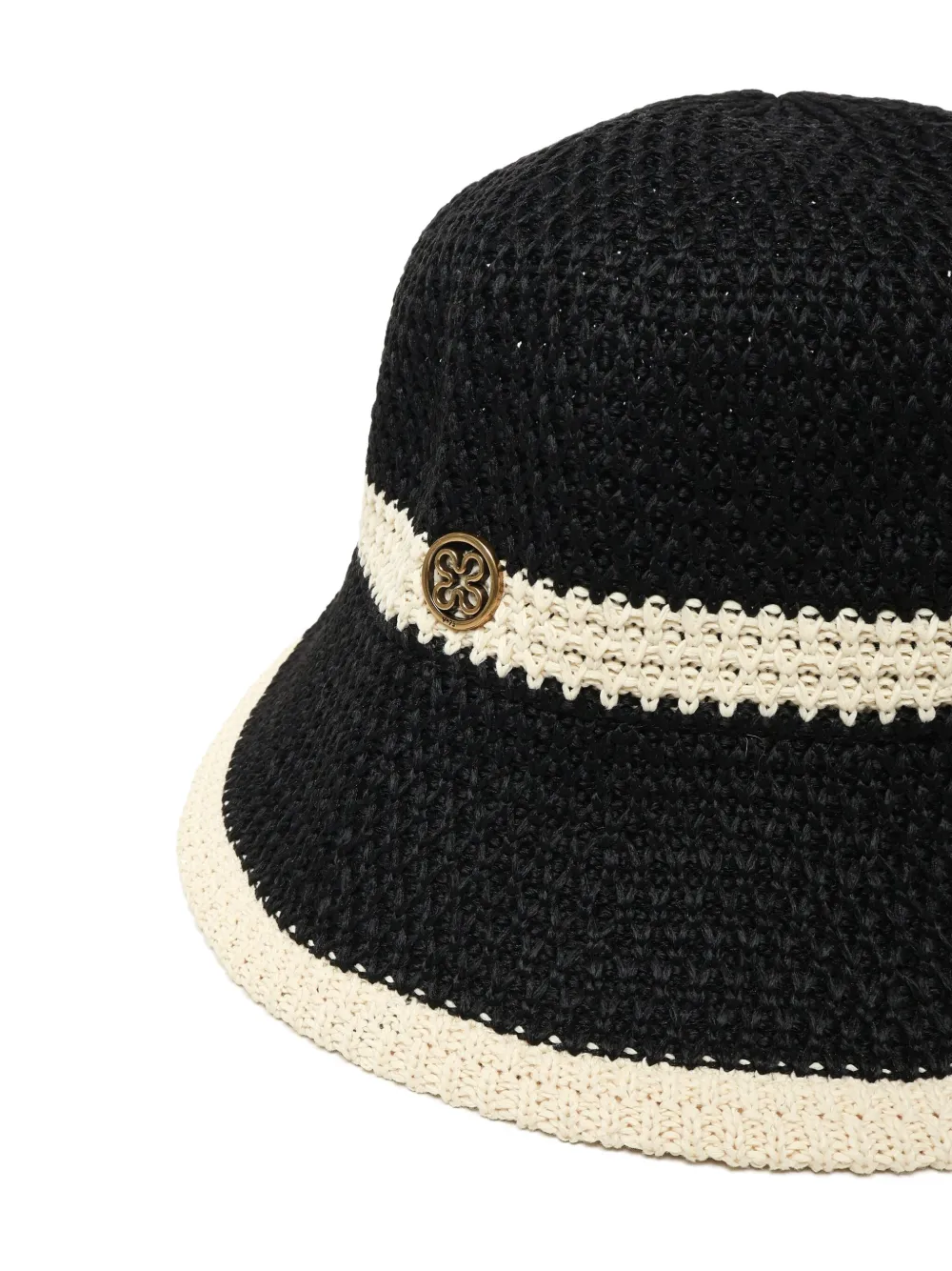 V73 Angelica Crochet-knit Bucket Hat In Black