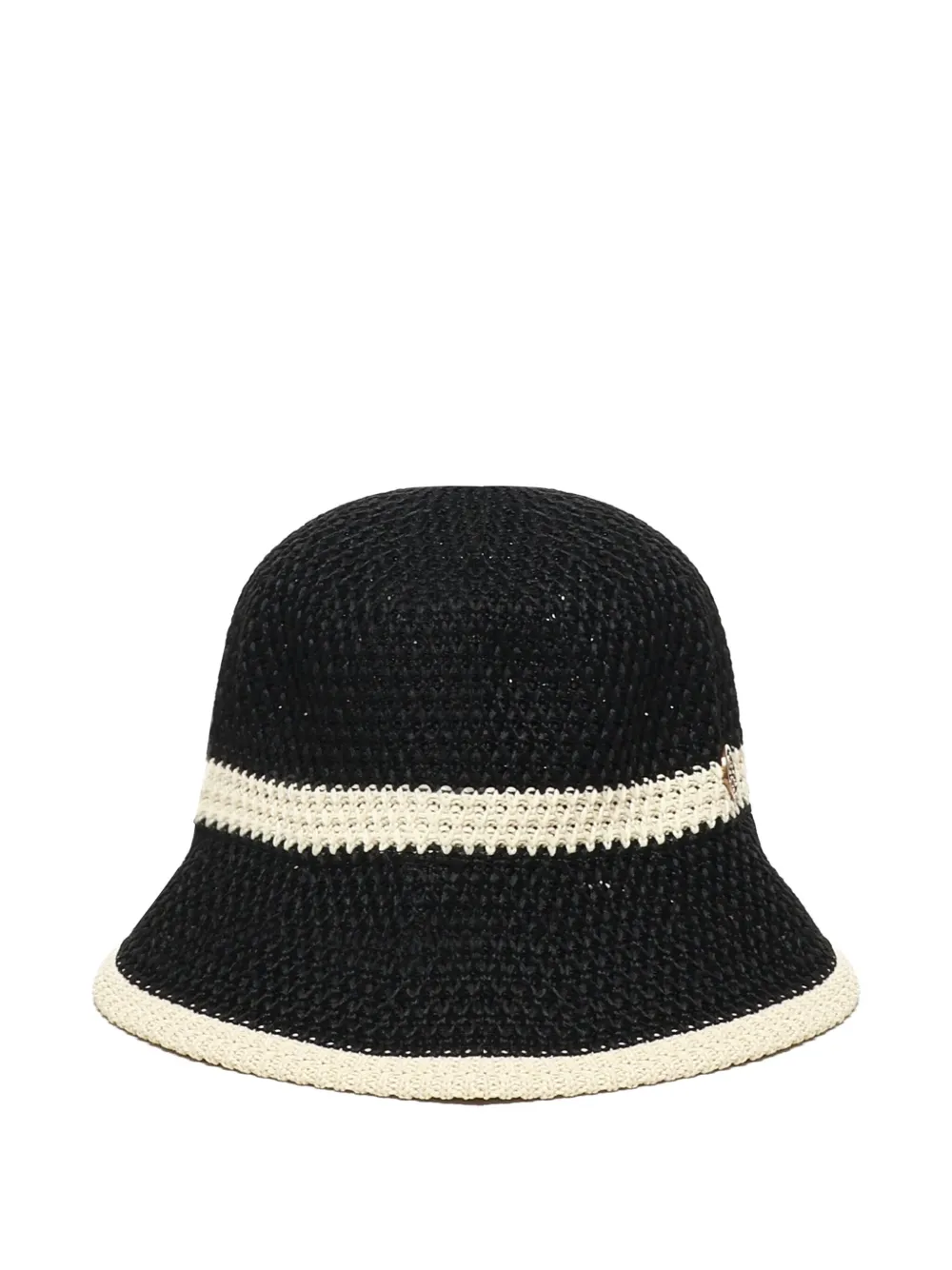 V73 Angelica Crochet-knit Bucket Hat In Black