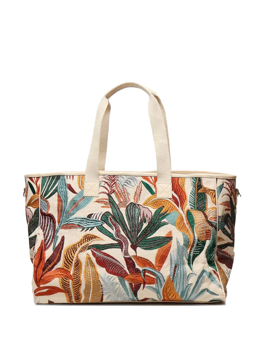 large floral-print tote bag