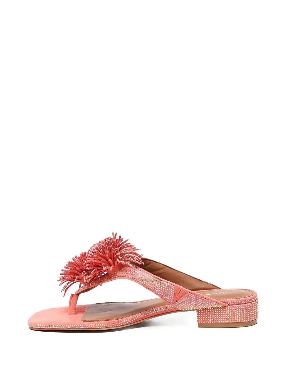 Kurt Geiger London crystal-embellished pom-pom sandals Orange