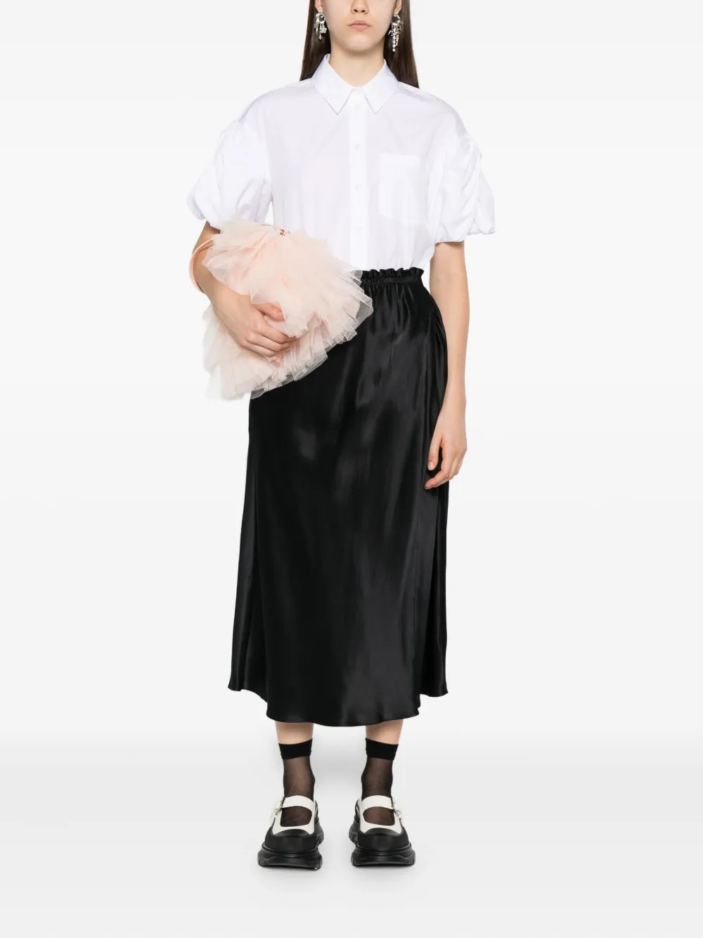 Simone Rocha ruffled silk skirt Zwart