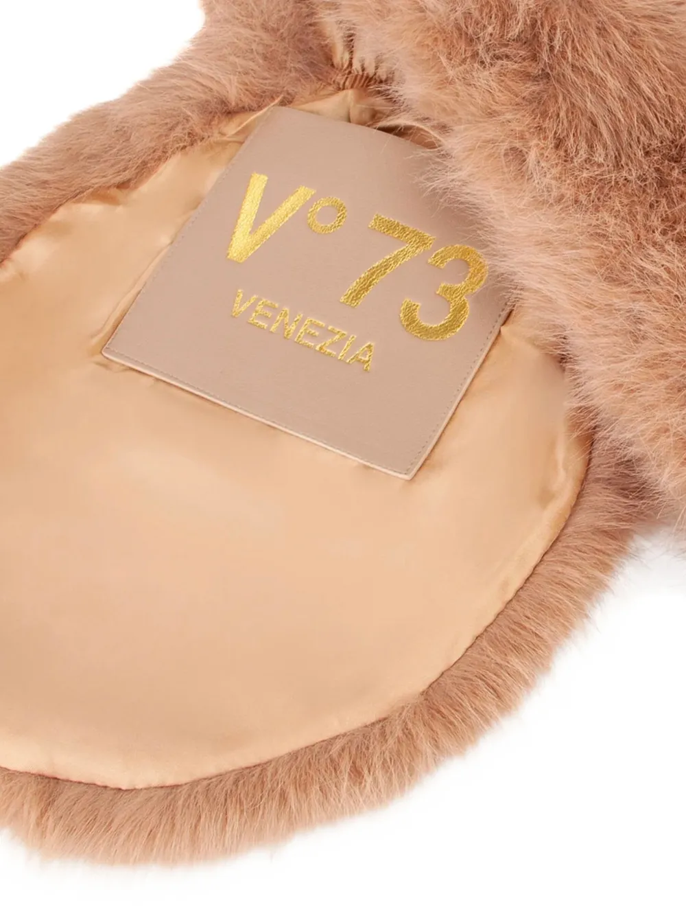 V°73 faux fur-panelled stole Beige