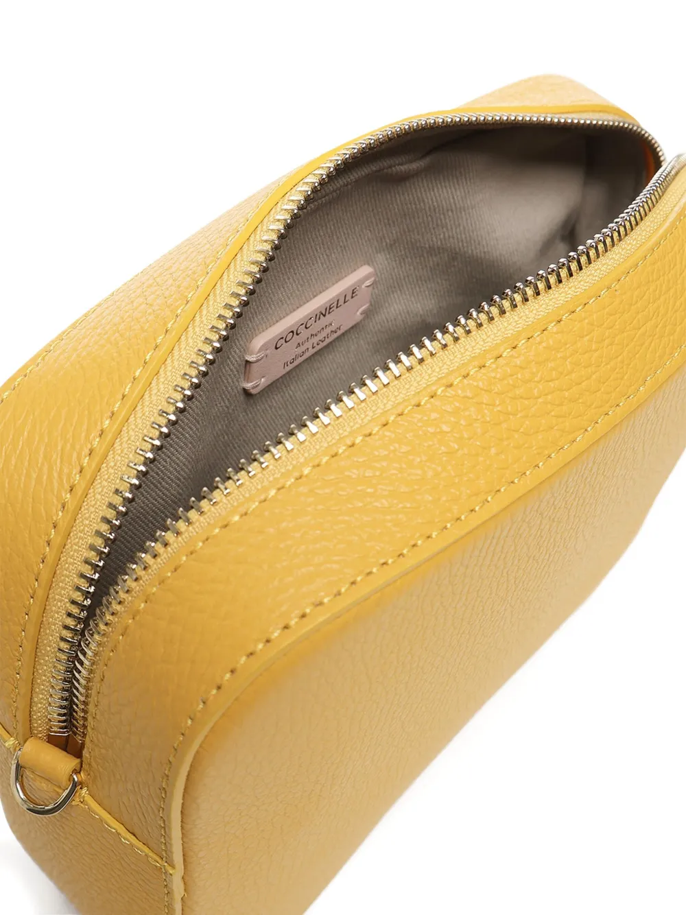 Coccinelle Tebe logo-strap leather shoulder bag Geel