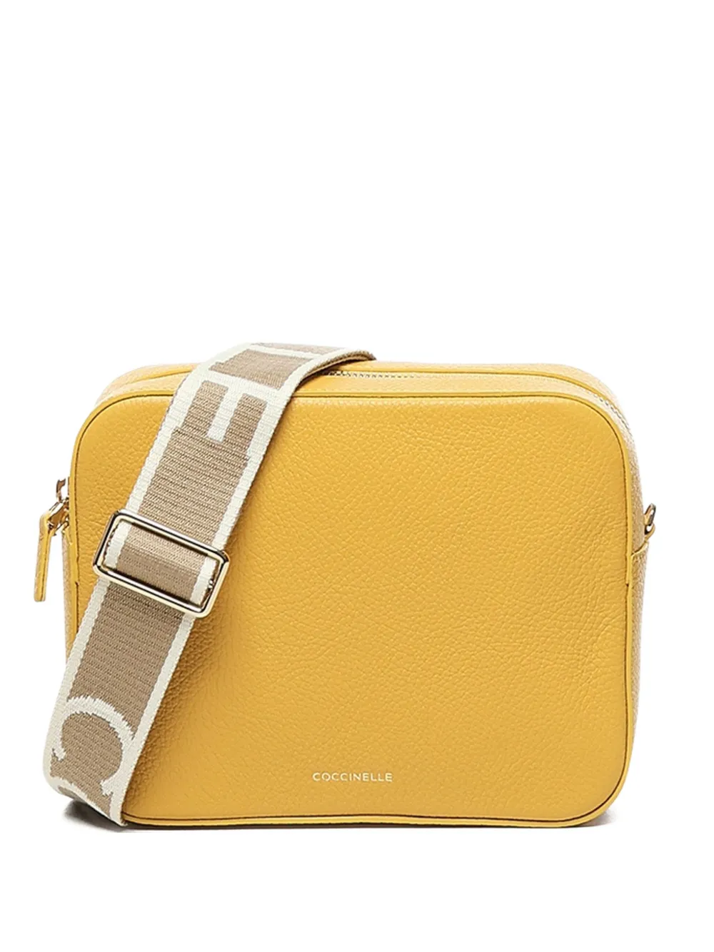 Coccinelle Tebe logo-strap leather shoulder bag Geel