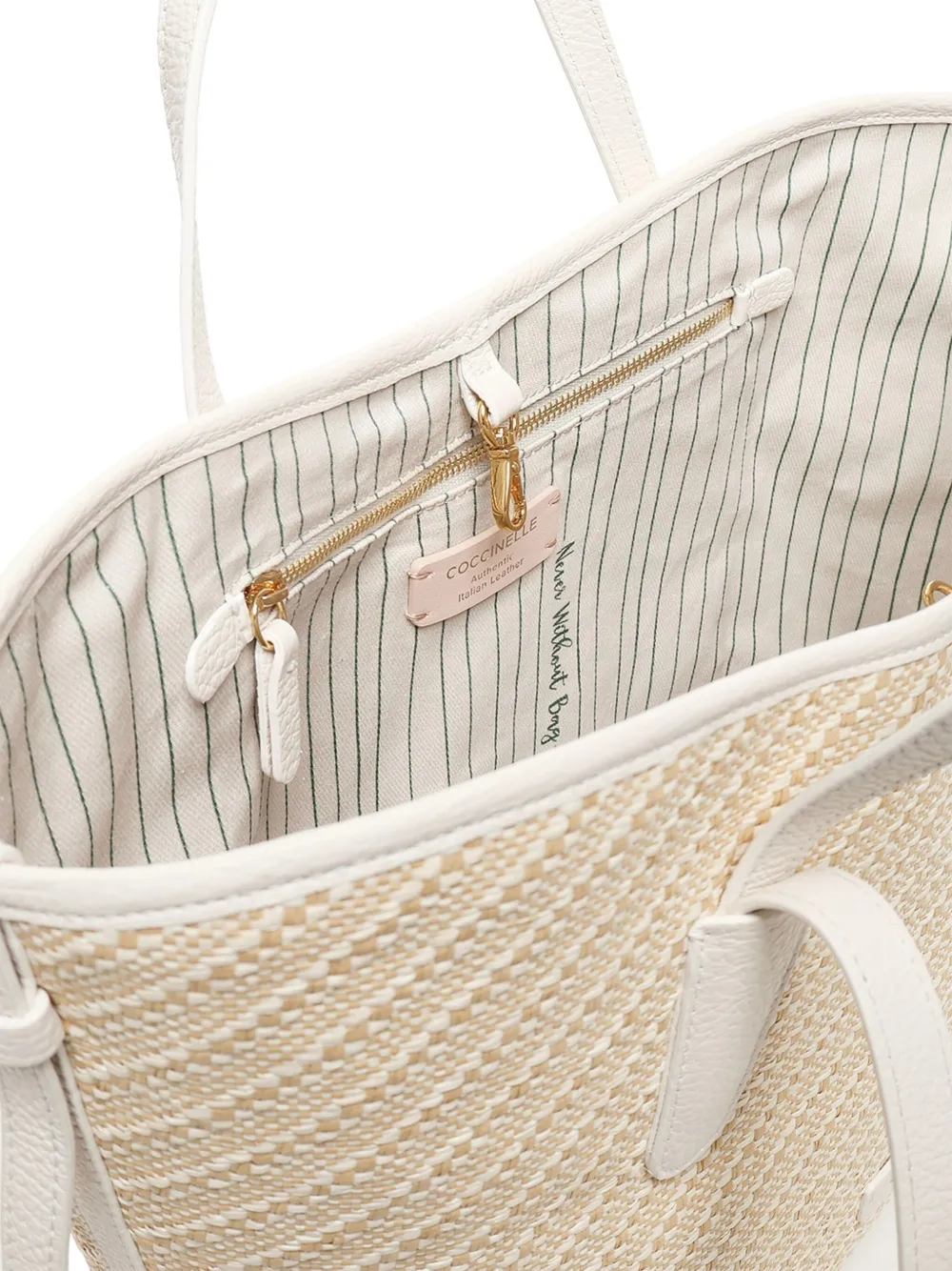 Coccinelle Geweven shopper met diagonaal patroon Wit