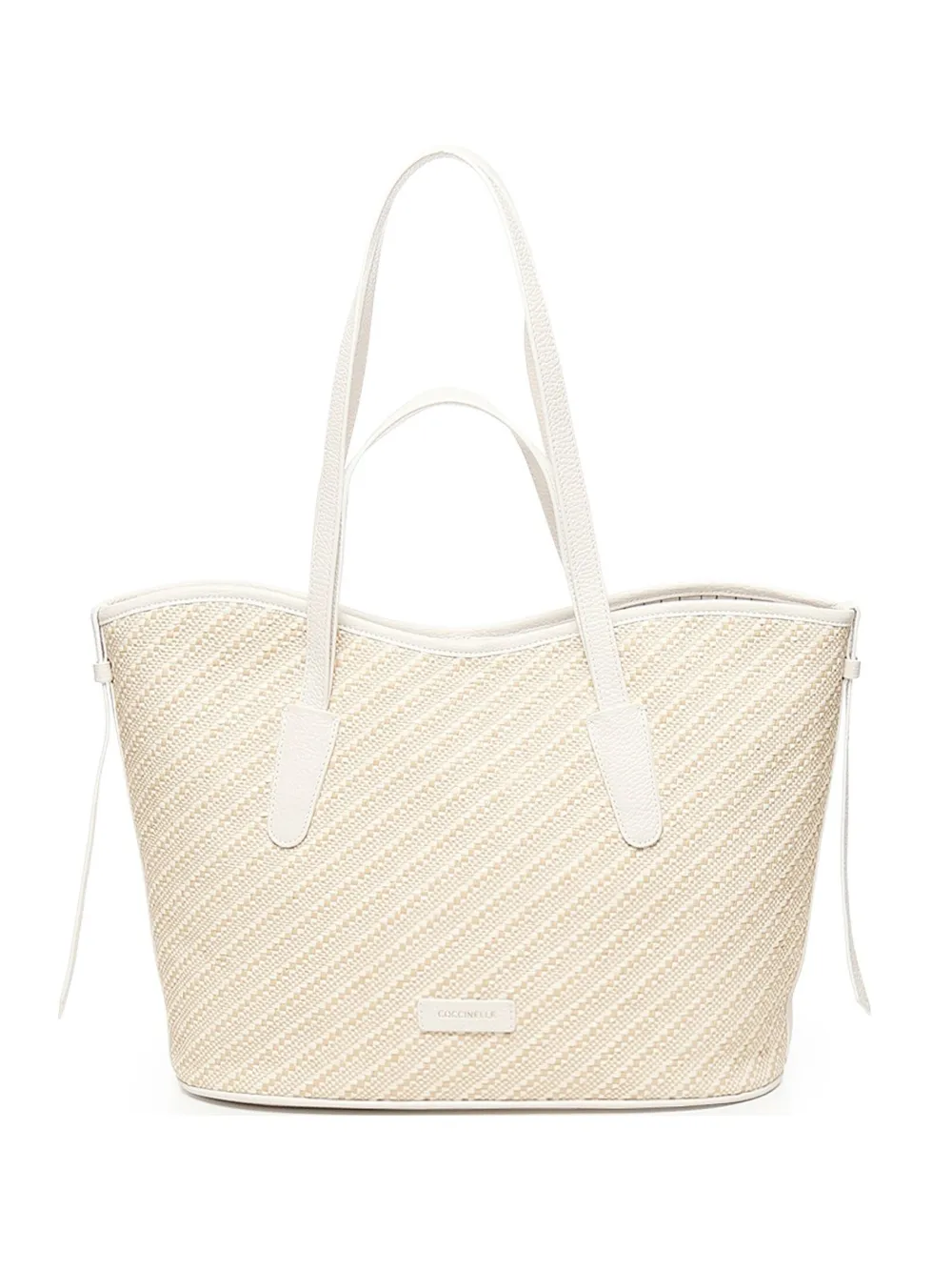 Coccinelle Geweven shopper met diagonaal patroon Wit