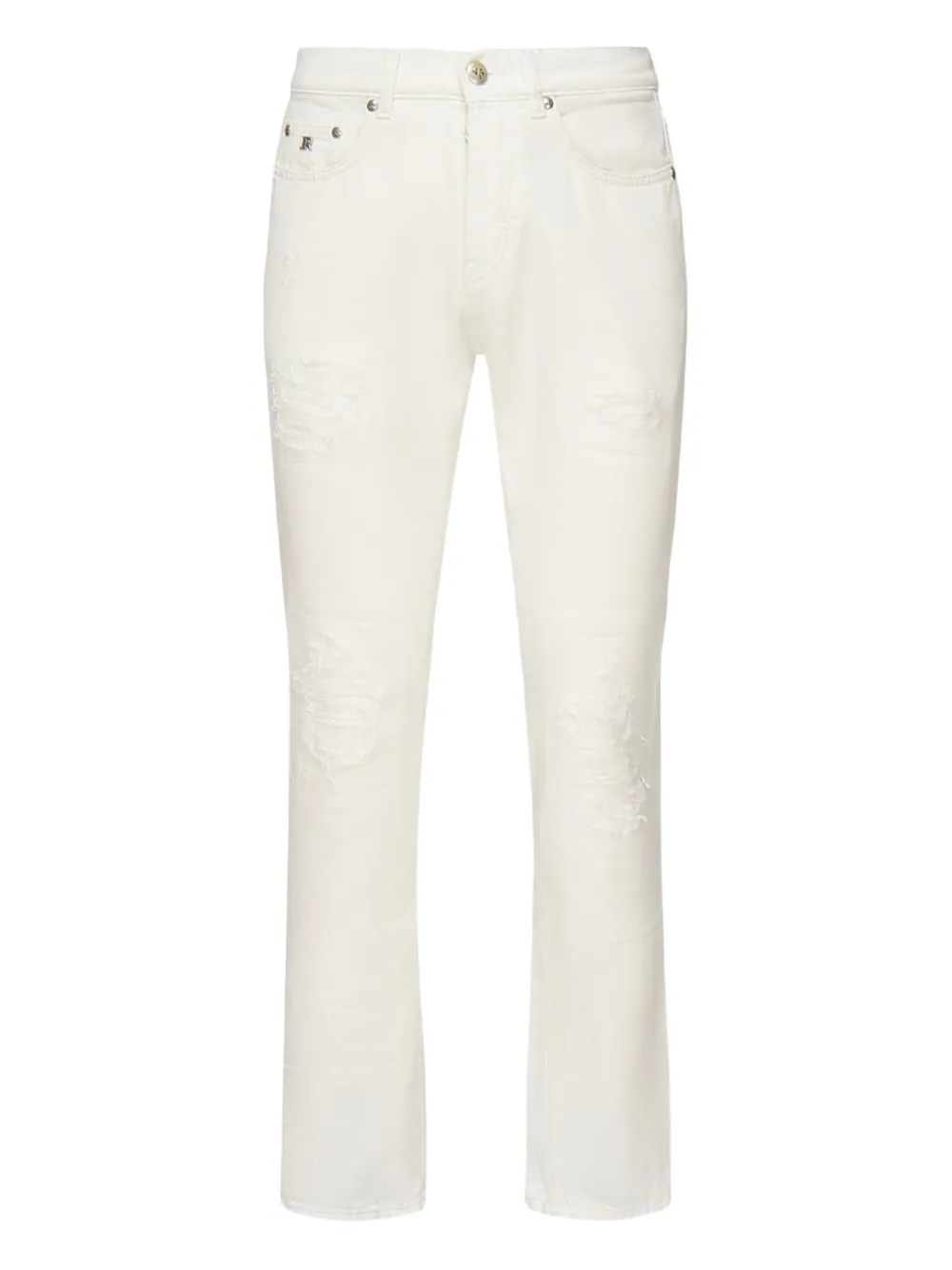 John Richmond Gerafelde katoenen jeans Wit