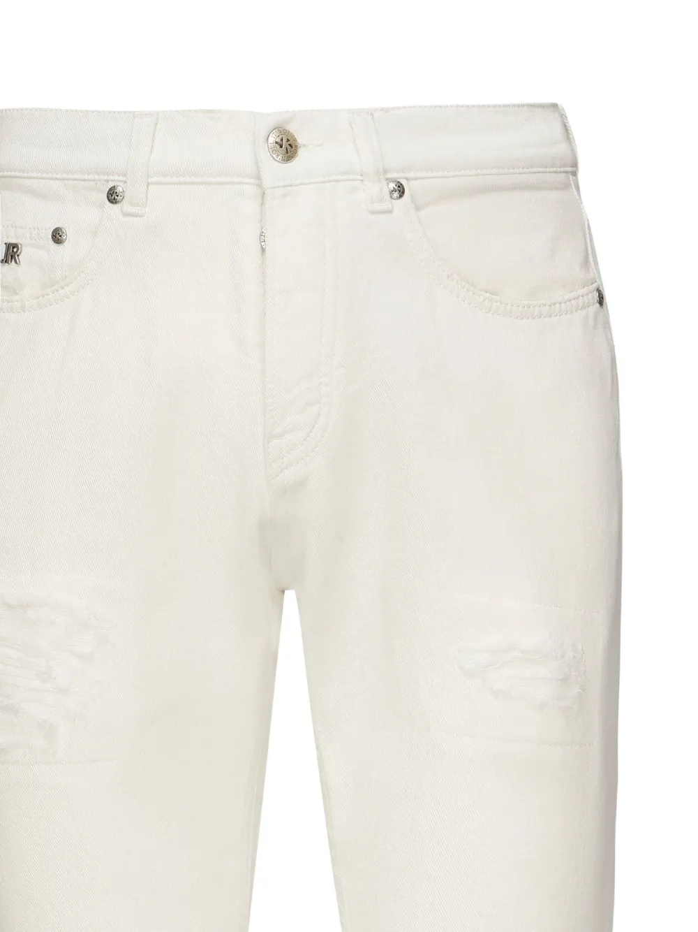 John Richmond Gerafelde katoenen jeans Wit