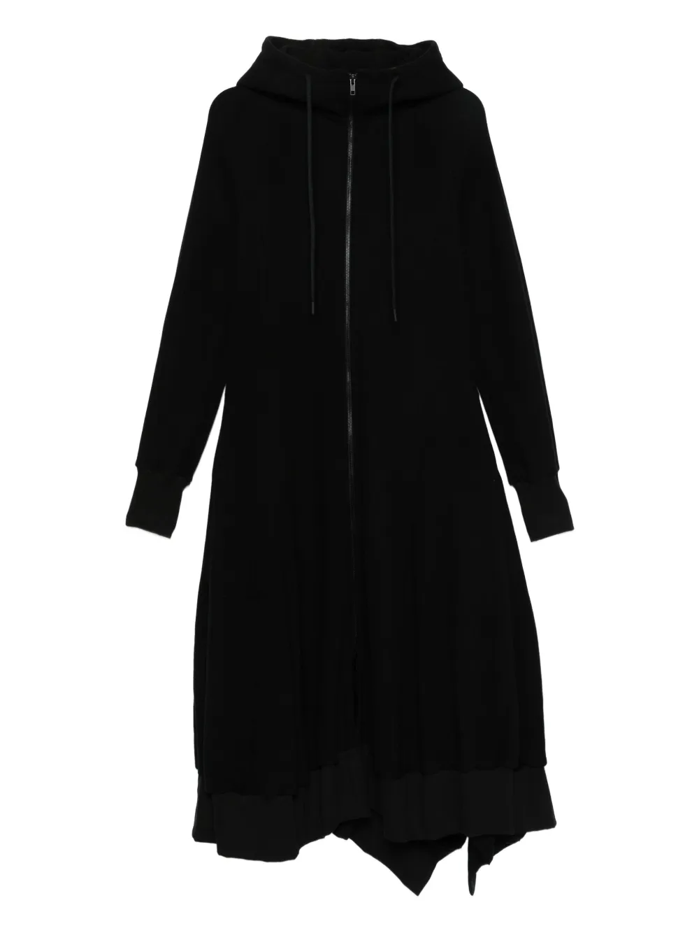 Yohji Yamamoto hooded asymmetrical coat Zwart
