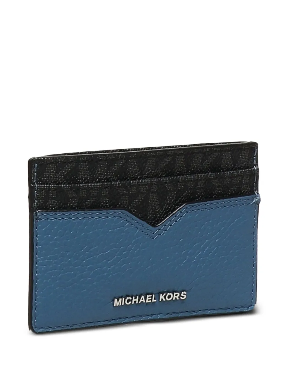 Michael Kors Hudson Bifold Peeble leren pasjeshouder met monogram Blauw