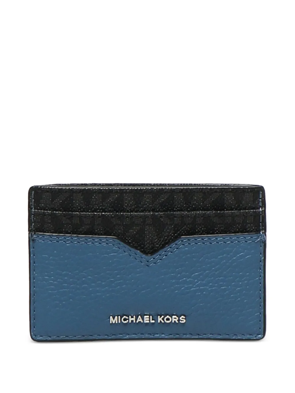 Michael Kors Hudson Bifold Peeble leren pasjeshouder met monogram Blauw