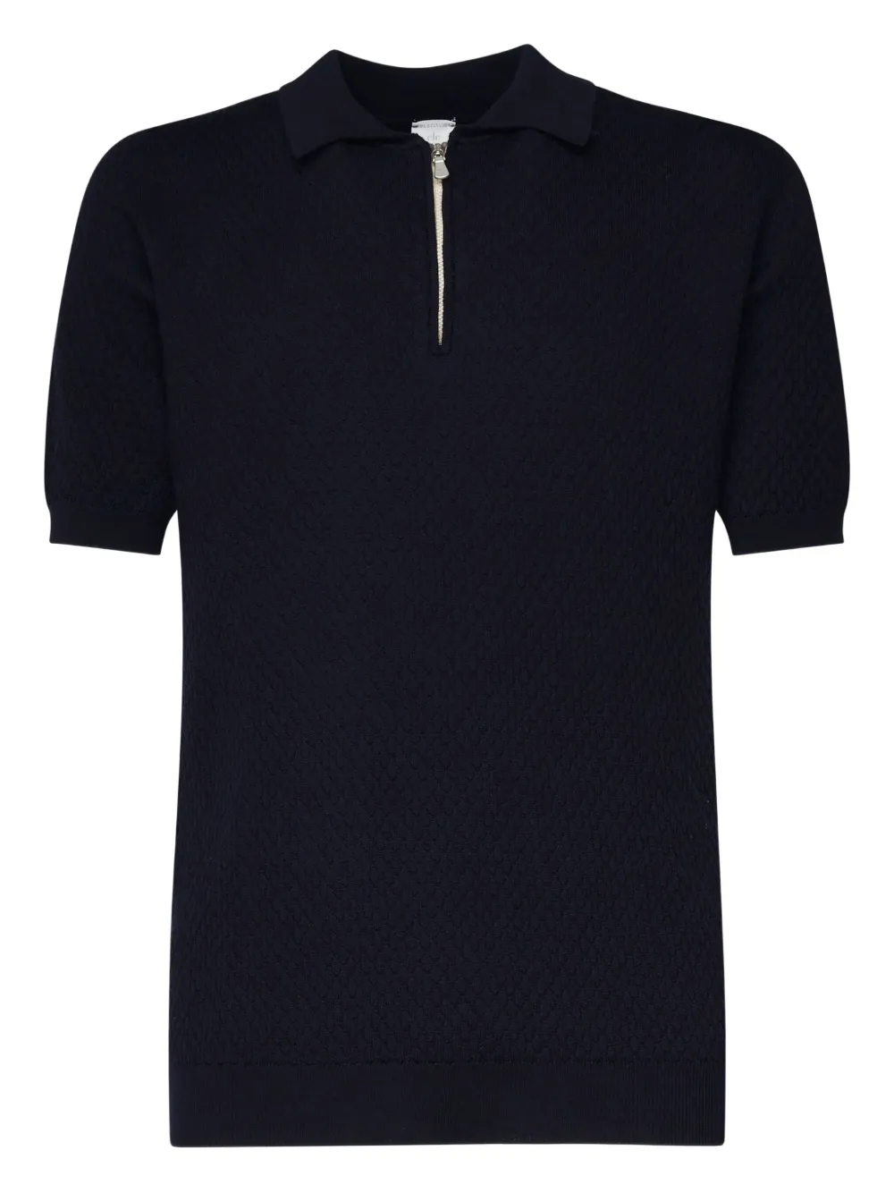 Eleventy Poloshirt met halve rits en textuur Blauw