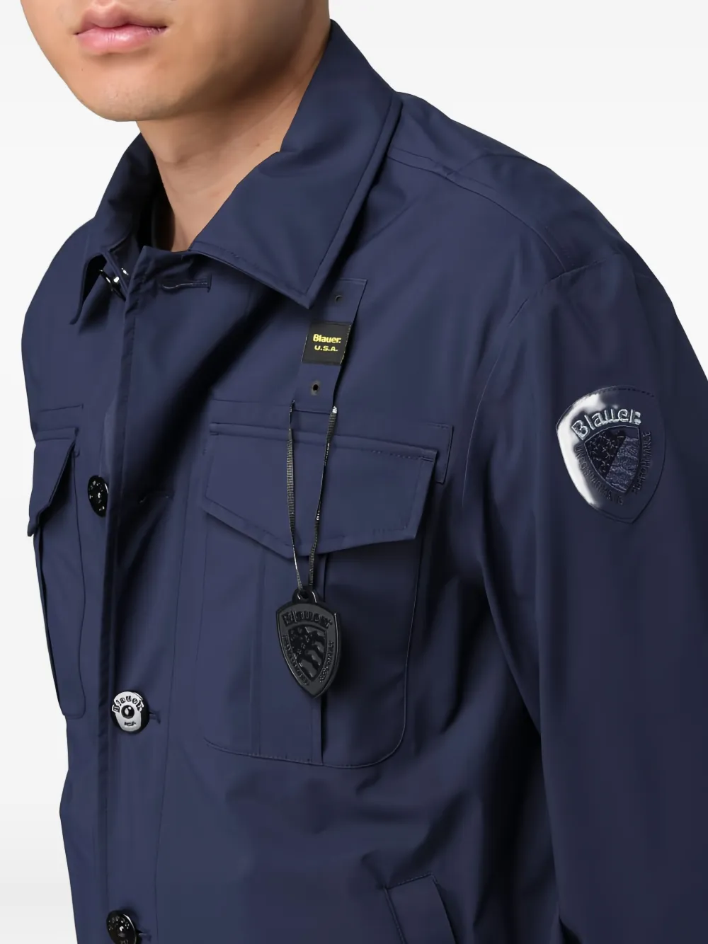 Blauer Patch-pocket Button-fastening Jacket In Blue