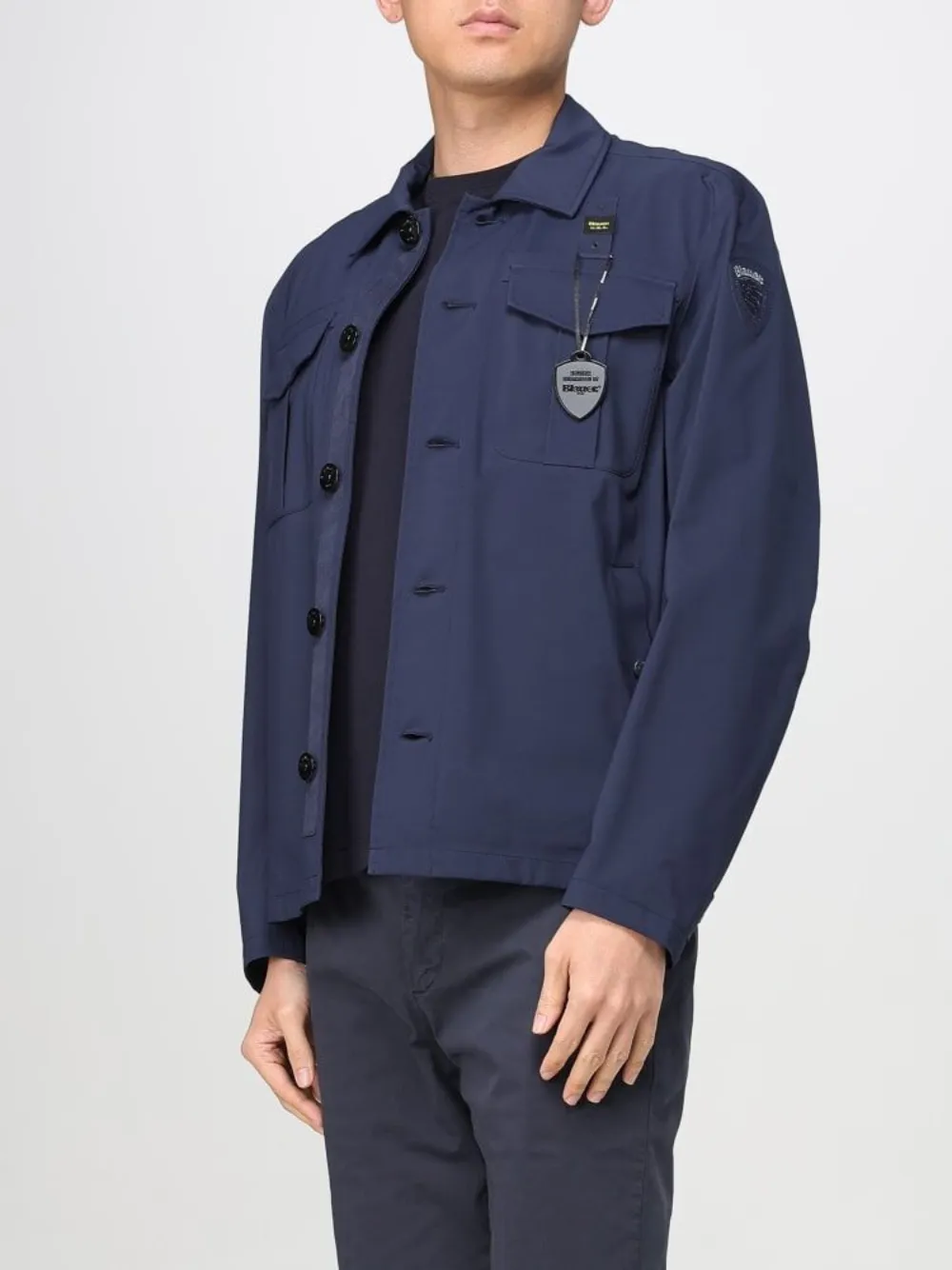 Blauer Patch-pocket Button-fastening Jacket In Blue