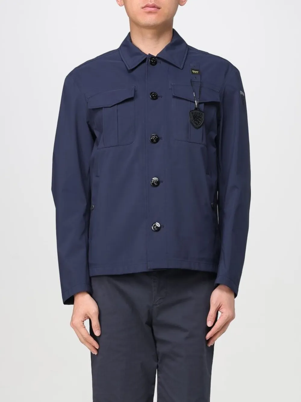Blauer Patch-pocket Button-fastening Jacket In Blue