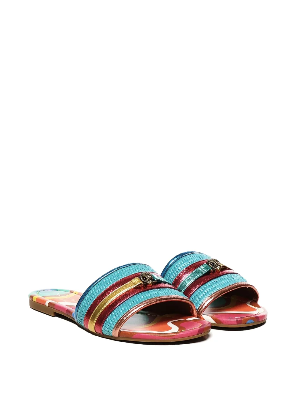 Kurt Geiger London rainbow-print metallic-stripe sandals Blue