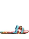 Kurt Geiger London rainbow-print metallic-stripe sandals - Blue