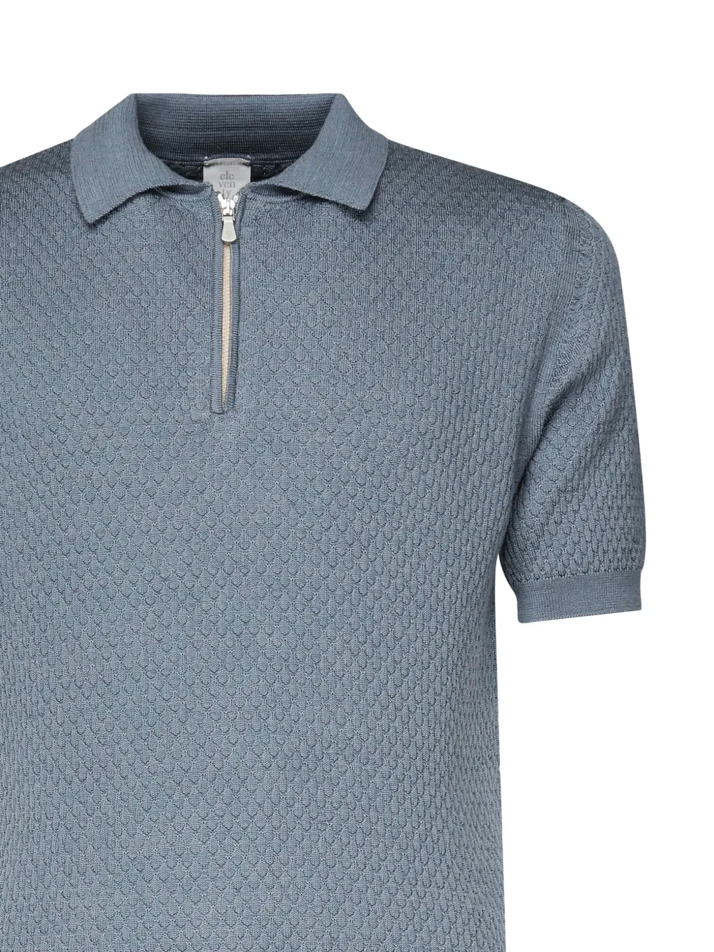 Eleventy Poloshirt met rits en textuur Blauw