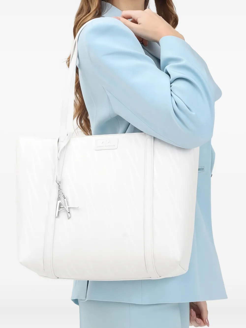 Armani Exchange Draagtas met logoplakkaat - Wit