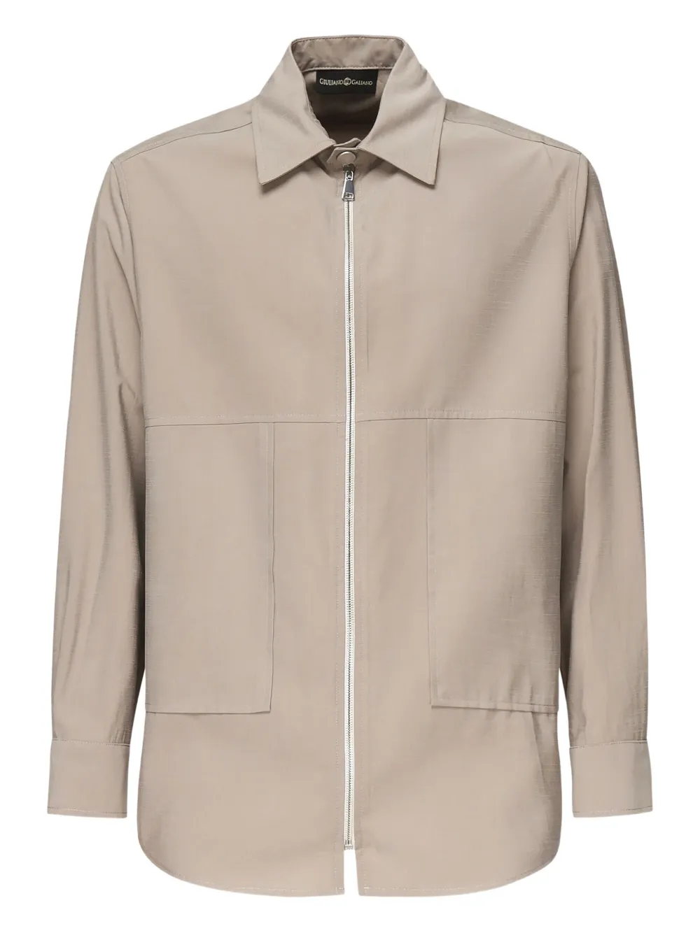 Giuliano Galiano Zip-front Patch-pocket Shirt In Neutral