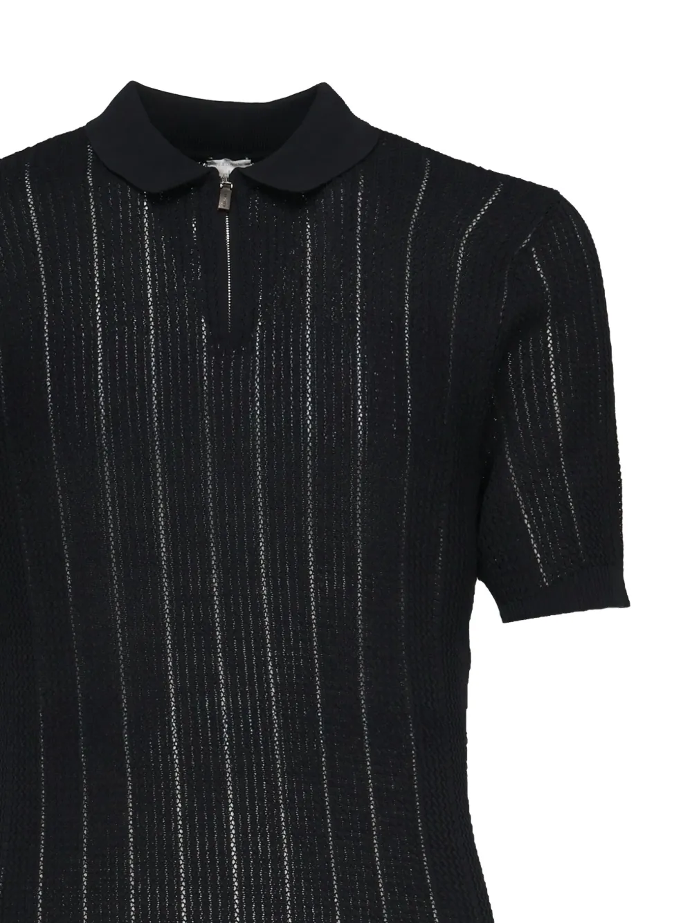 Eleventy Geribbeld geperforeerd poloshirt Blauw