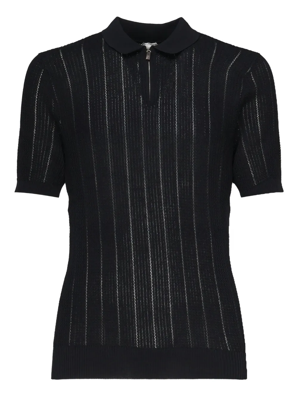 Eleventy Geribbeld geperforeerd poloshirt Blauw