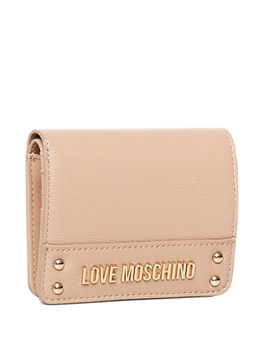 Love Moschino logo-plaque studded wallet Beige