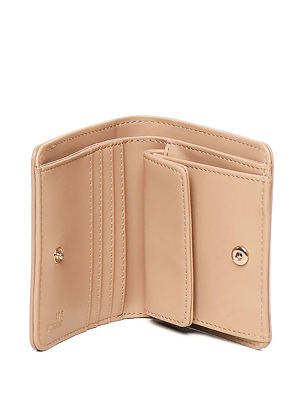 Love Moschino logo-plaque studded wallet Beige