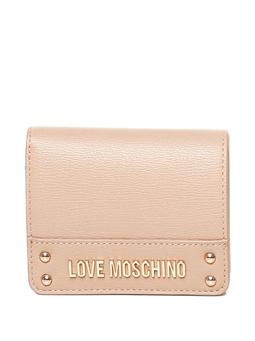 Love Moschino logo-plaque studded wallet Beige
