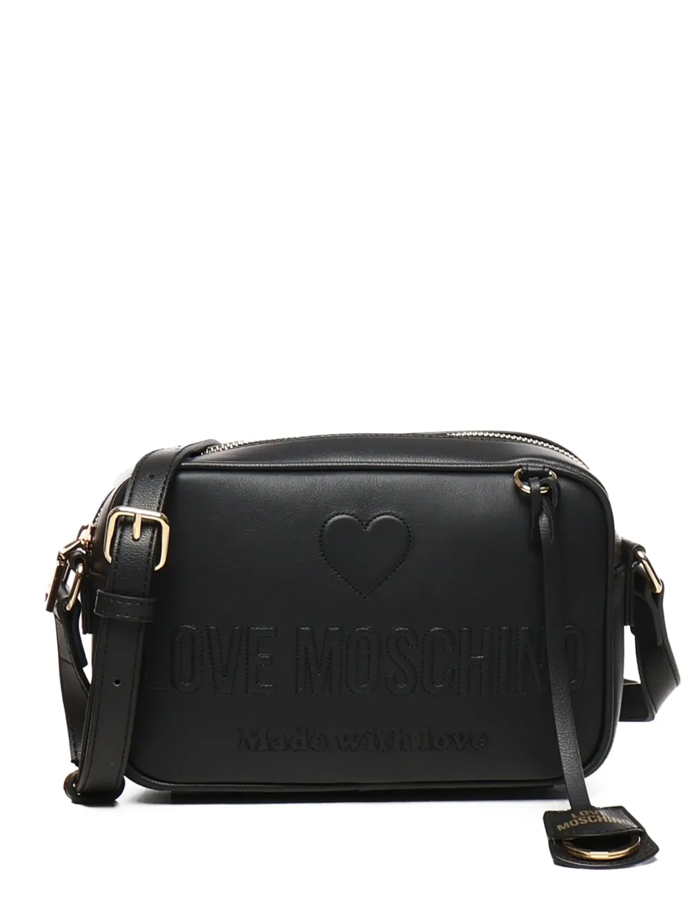 Love Moschino embossed-stitching logo shoulder bag Zwart