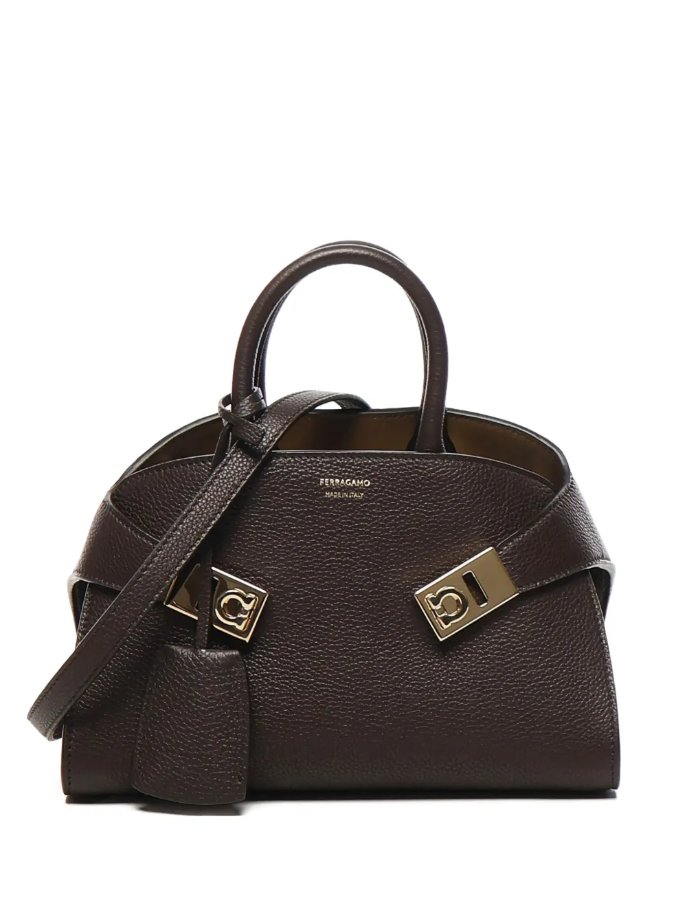 Ferragamo mini Hug leather tote bag - ブラウン Ferragamo mini Hug leather tote bag - ブラウン