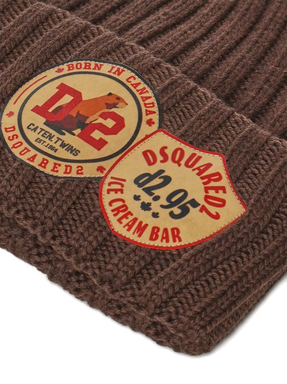DSQUARED2 Geribbelde muts met logopatch Bruin