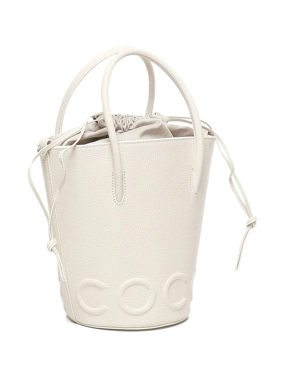 Coccinelle Myrtha medium bucket-tas met logo-reliëf Beige