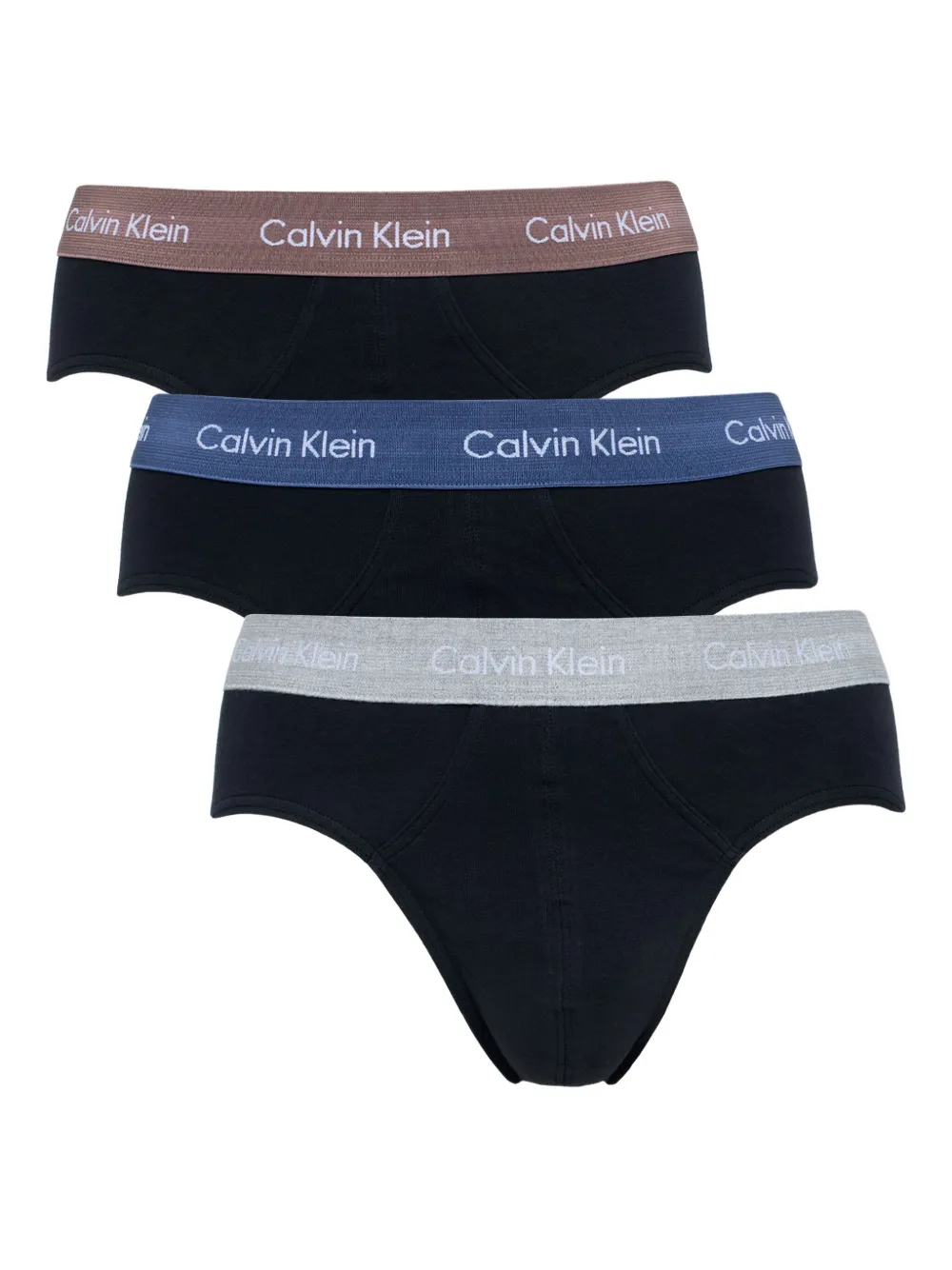 Calvin Klein Drie slips met logoband Zwart