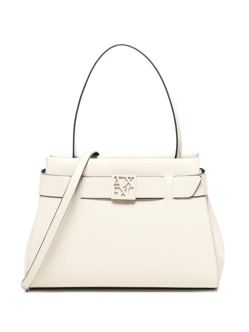 Armani Exchange logo-plaque belted bag Beige