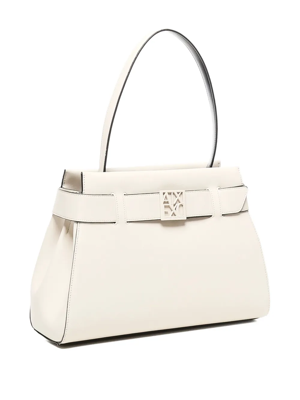 Armani Exchange logo-plaque belted bag Beige