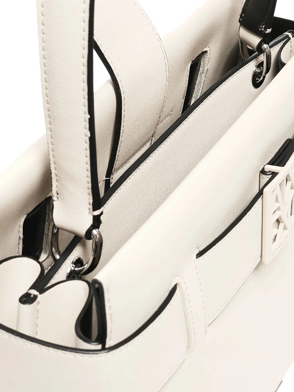 Armani Exchange logo-plaque belted bag Beige