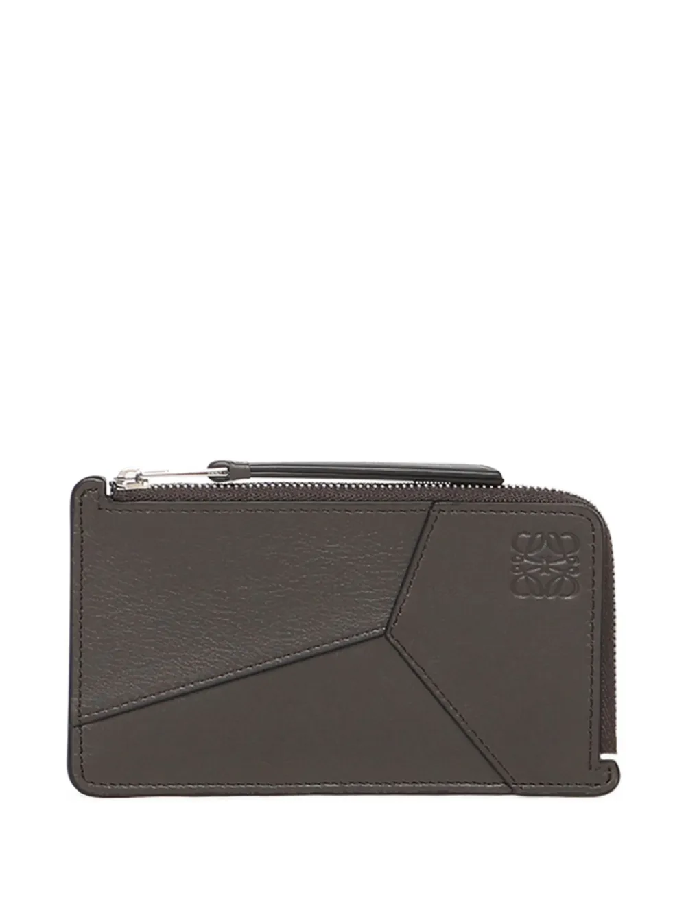 LOEWE Puzzle Edge calfskin panelled zip cardholder - グレー LOEWE Puzzle Edge calfskin panelled zip cardholder - グレー