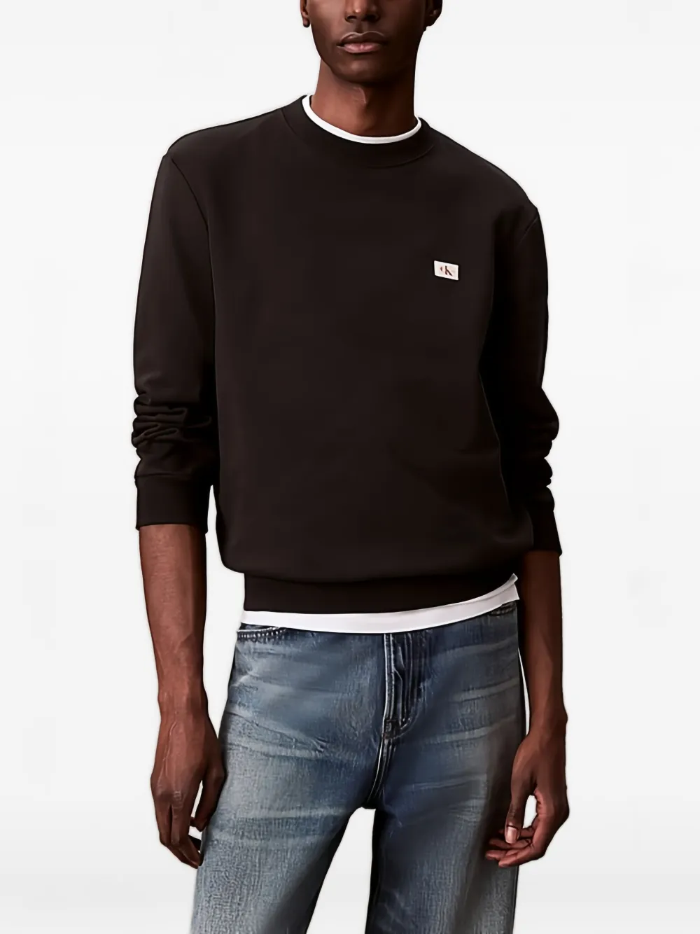 logo-patch crew-neck sweatshirt