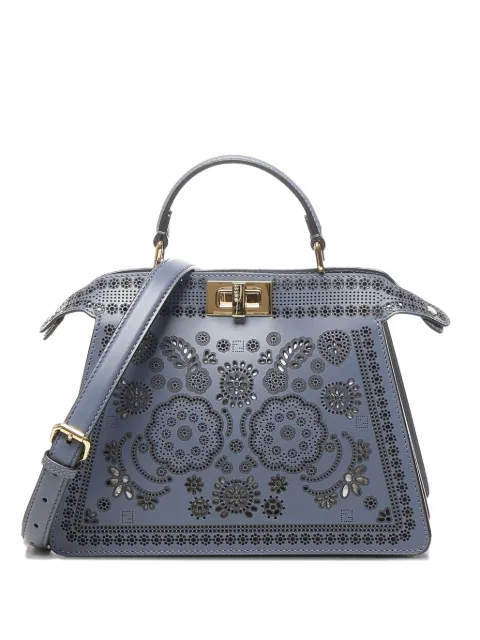 FENDI smal Peakaboo ISeeU floral-cutout leather tote bag