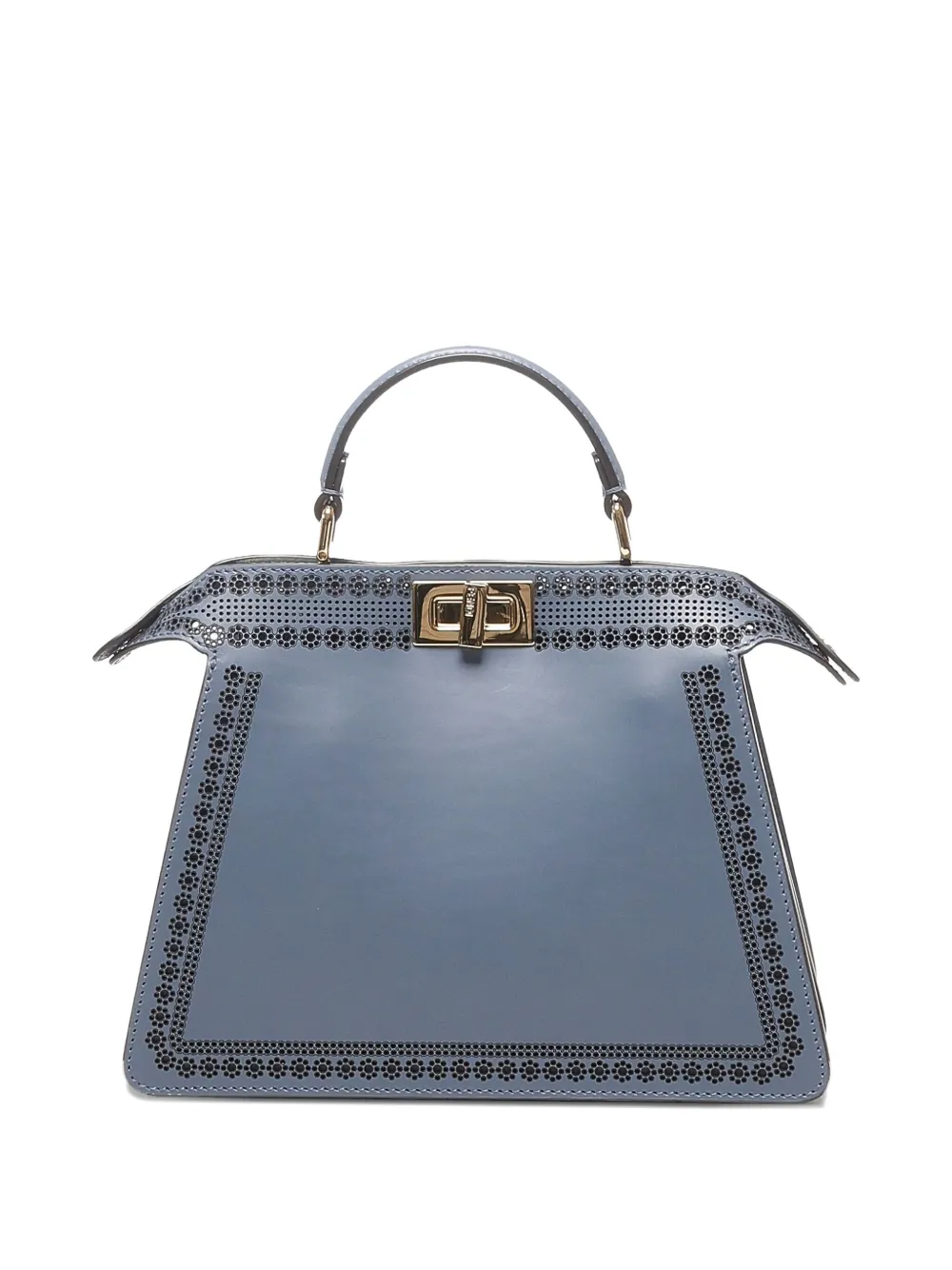 FENDI smal Peakaboo ISeeU floral-cutout leather tote bag Blauw