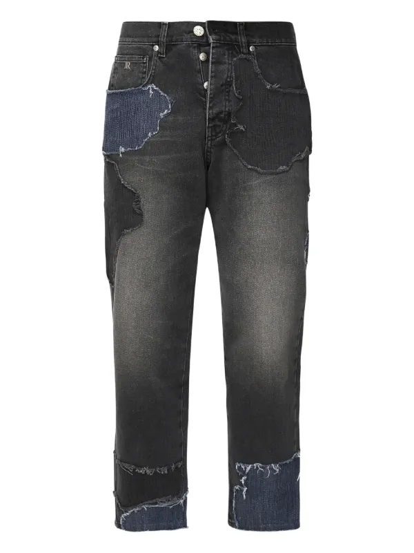 John Richmond パッチワーク フレイド ジーンズ | ブラック | FARFETCH JP