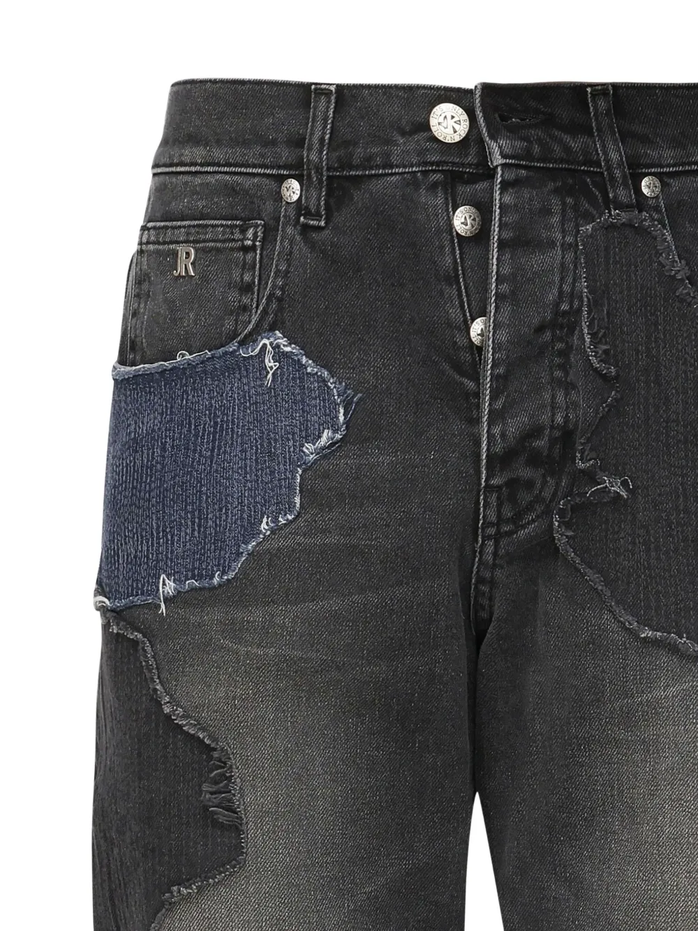 John Richmond Jeans met patchwork en franje Zwart