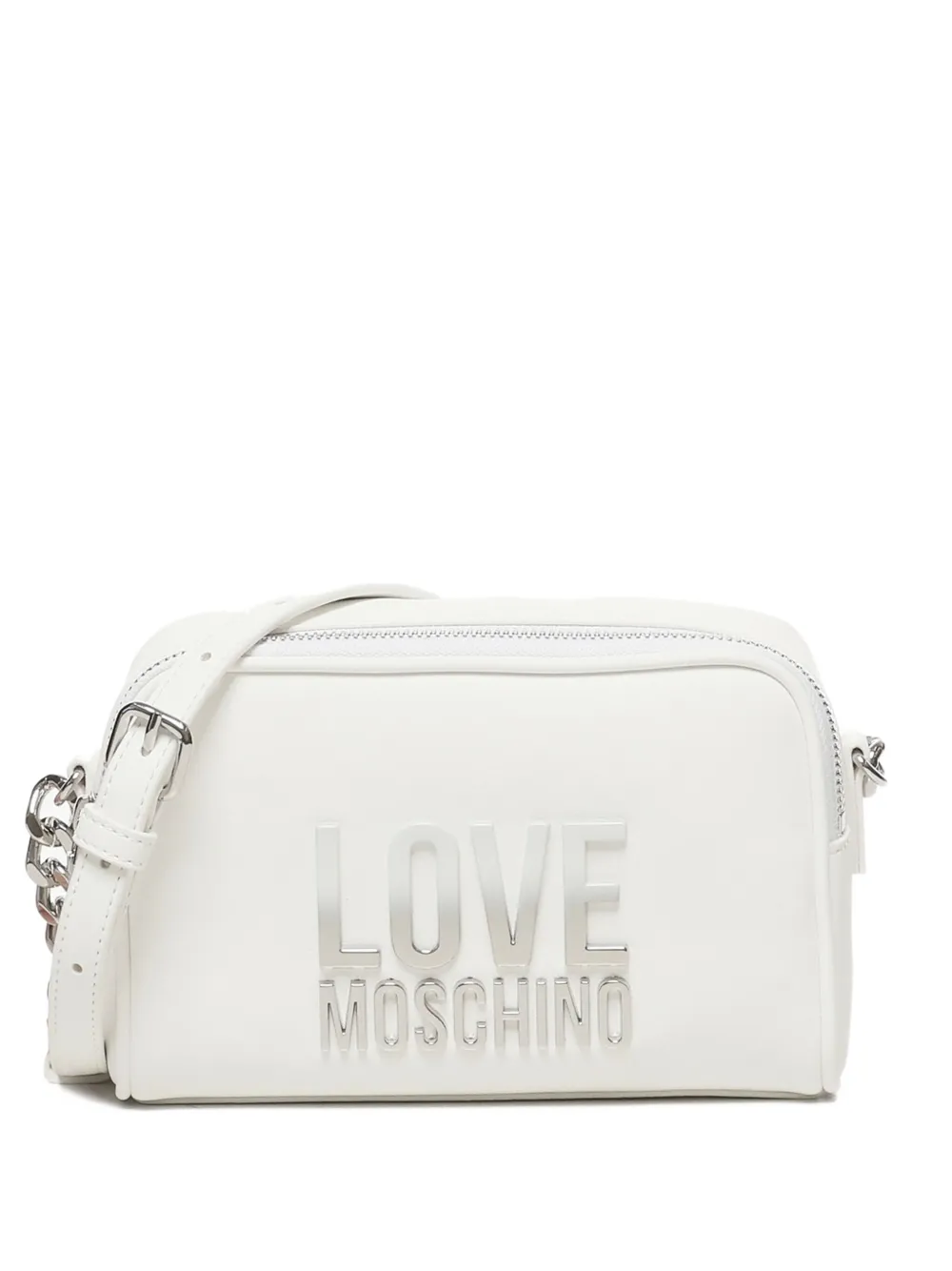 Love Moschino Mini-schoudertas met logoplakkaat Wit